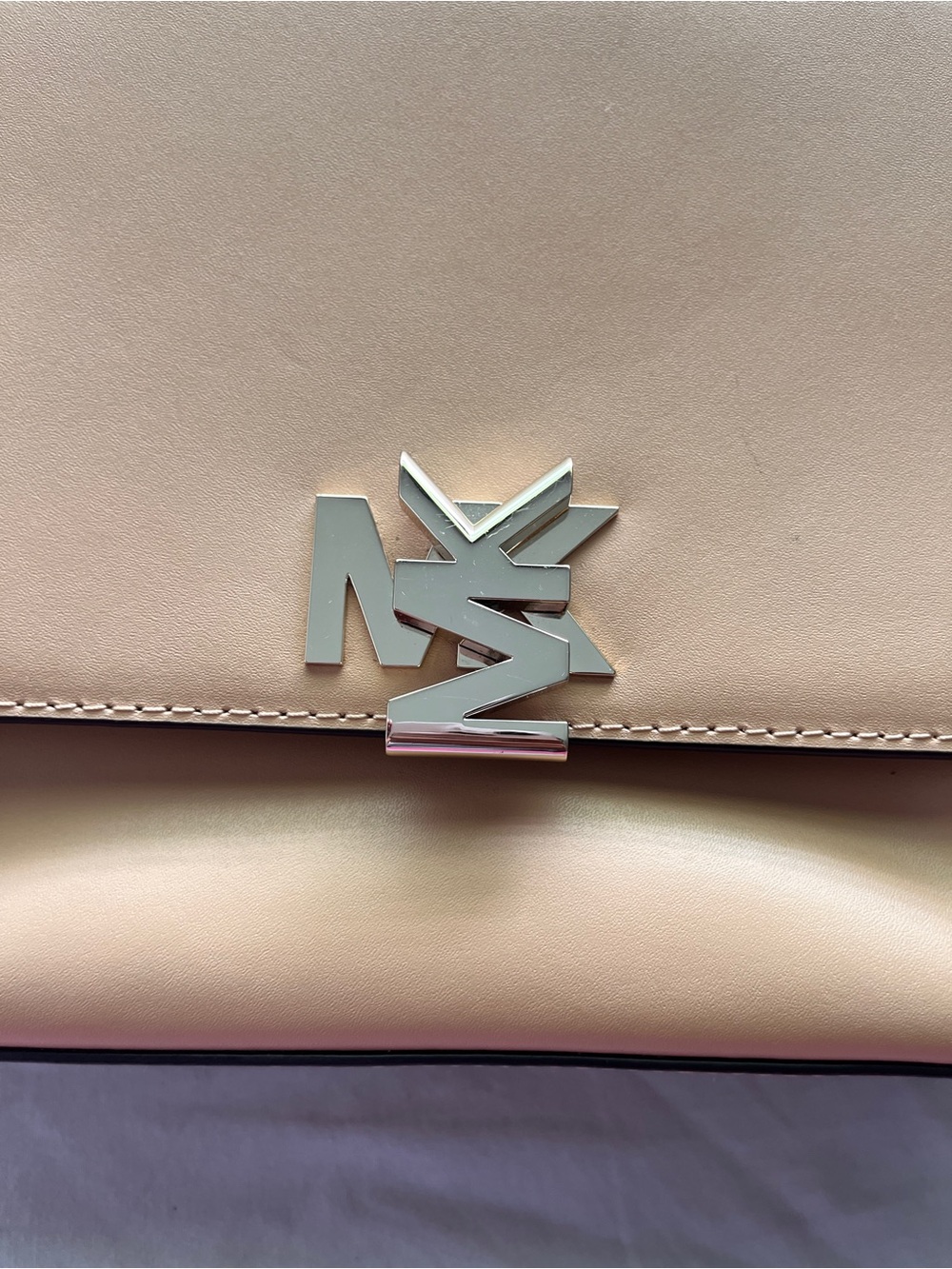 Michael Kors Camel Leather Top-Handle Satchel with Gold MK Hardware - Picture 3 of 5